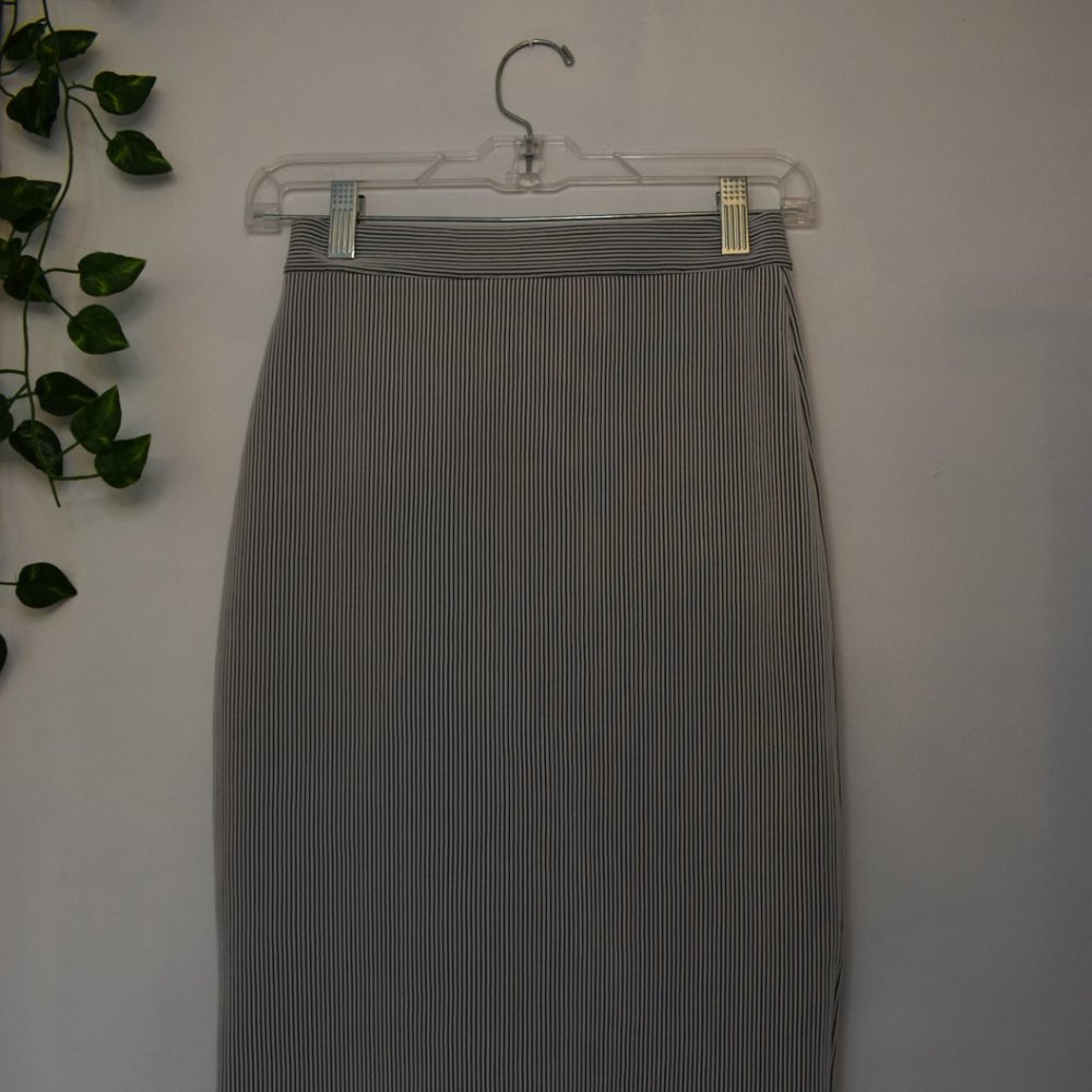 Topshop Black&White Striped Midi Skirt